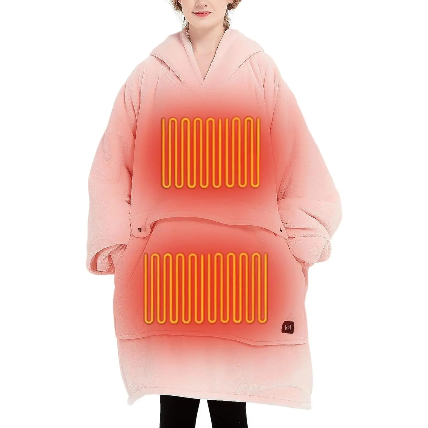 Wearable Heated Blanket Cordless  Hoodie Sweatshirt |  Portable  Operated Plush Sherpa Flannel Outdoor Heating Hoodie Throw for Adult Men Women