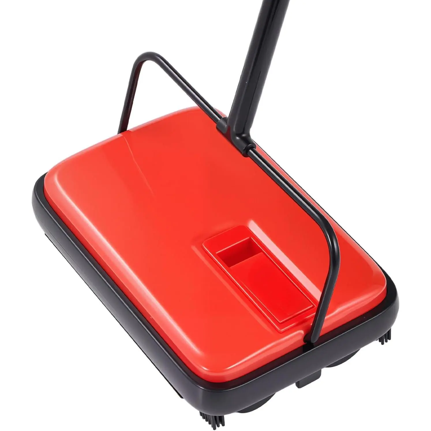 Carpet Sweeper Manual, Floor Sweeper with 300 ml Dustbin Capacity Easy to Empty, 6.7 inch Cleaning Width for Home Office Carpets Pet Hair Dust, Red