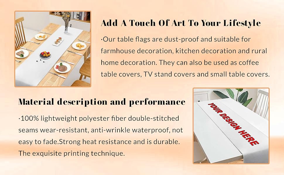 White Table Runner Table with Business Logo Text 72 Inches Long Blank DIY for Party, Birthday, Wedding, Tradeshow Events, 13"x72"