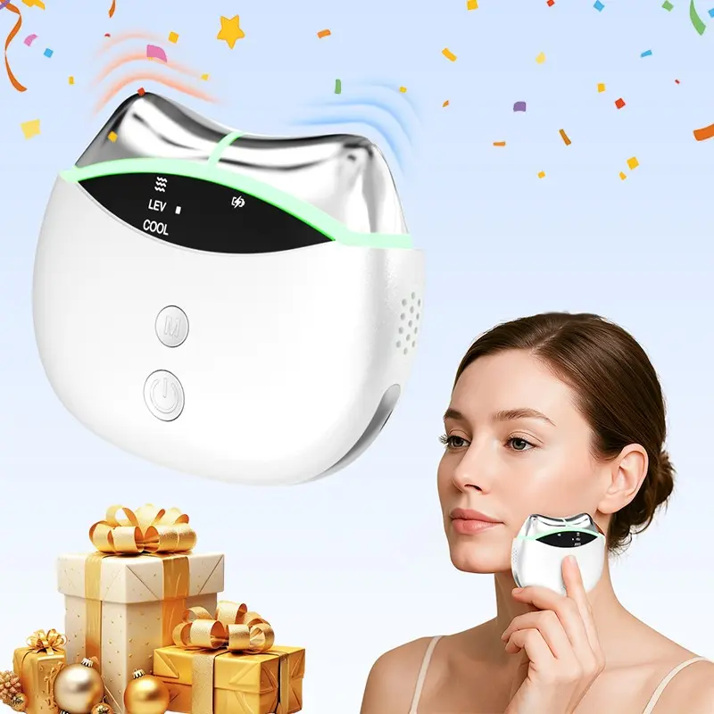 New popular electric skincare tool, hot compress, hot cold scraping, shaping, facial and neck lifting massager, micro current facial conditioner, good for home use