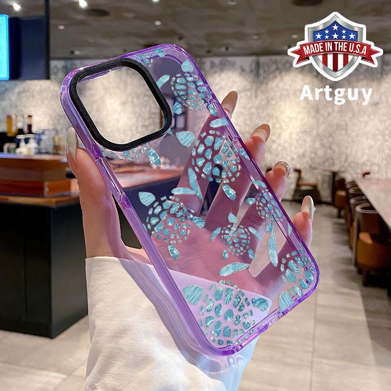 Phone Case for iPhone 16 Plus 15 Pro Max 14 13 12 11 Light Blue Turtle Pattern Non-Yellowing Shockproof Soft Silicone Transparent Cover
