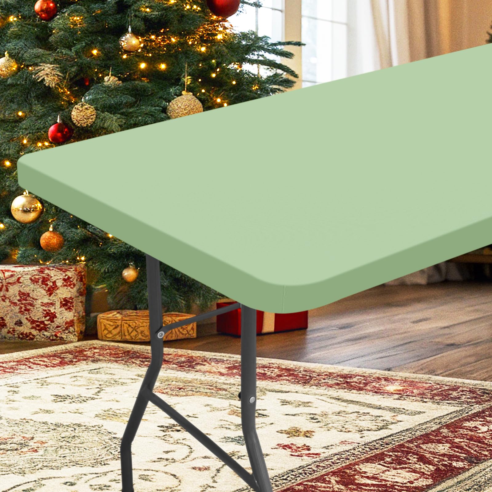 Hapihappy Rectangle Waterproof Table Cover Outdoor Picnic Camping Tablecloth Polyester Elastic Fitted Table Protector For Dinner