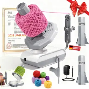5.0 Upgraded Electric Yarn Winder Ball Winder Art Supplies Compact Automatic for Crocheting Super  Tension Ball Winder No Yarn (White&Gray)