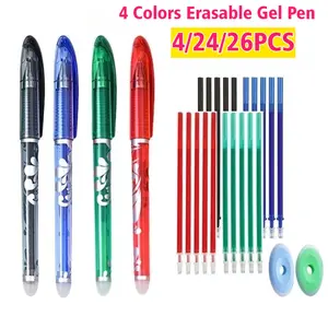 4/24/26 Pcs/set 4-color Erasable Gel Pen, Classic Flower Design, 0.5mm Tip, Replaceable Core, Magic Eraser, Suitable for School Office Stationery