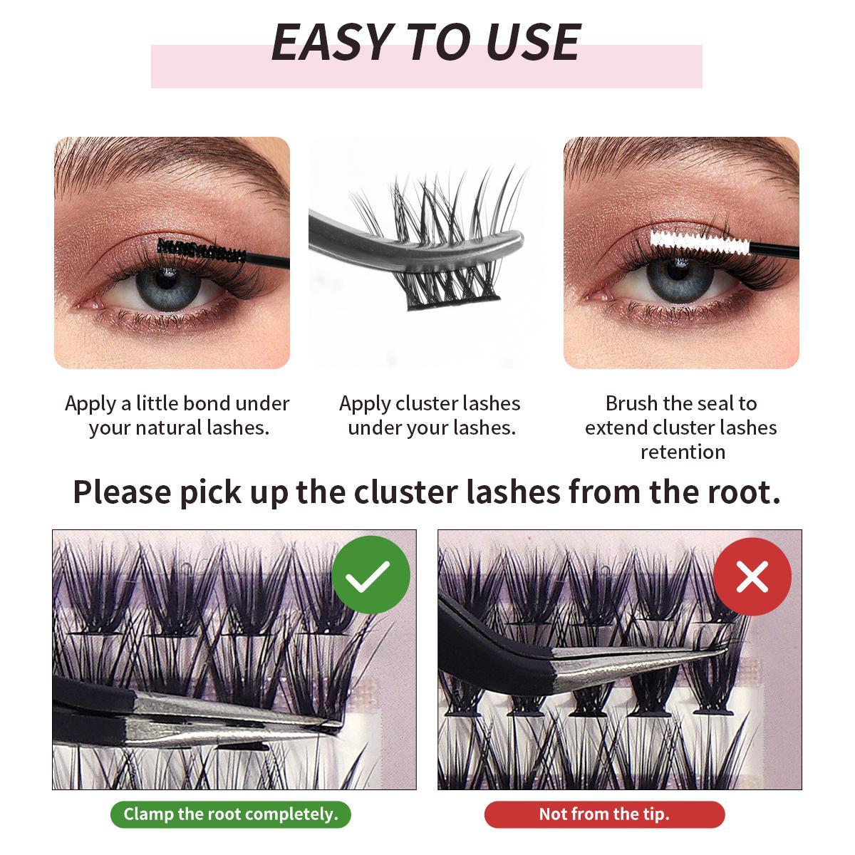 Professional False Eyelash Tool, Individual False Eyelashes Including Eyelash Glue, Tweezer, Double-ended Eyelash Brush & Eyelash Remover, Summer Makeup