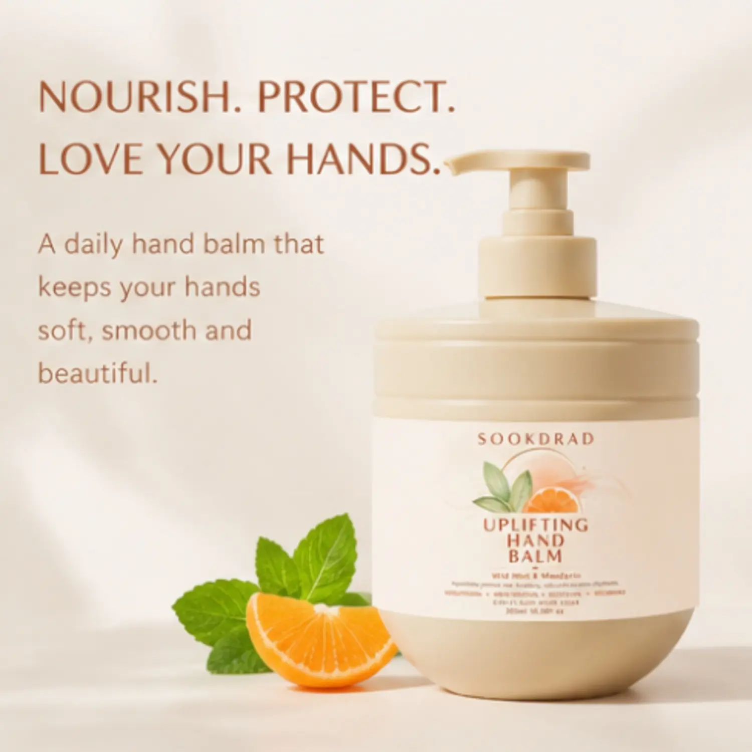 Uplifting Hand Balm, wild mint, mandarin, nourishing, moisturizing, soothing, repairing, for hands, daily hand care, 10.58fl.oz, 300ml
