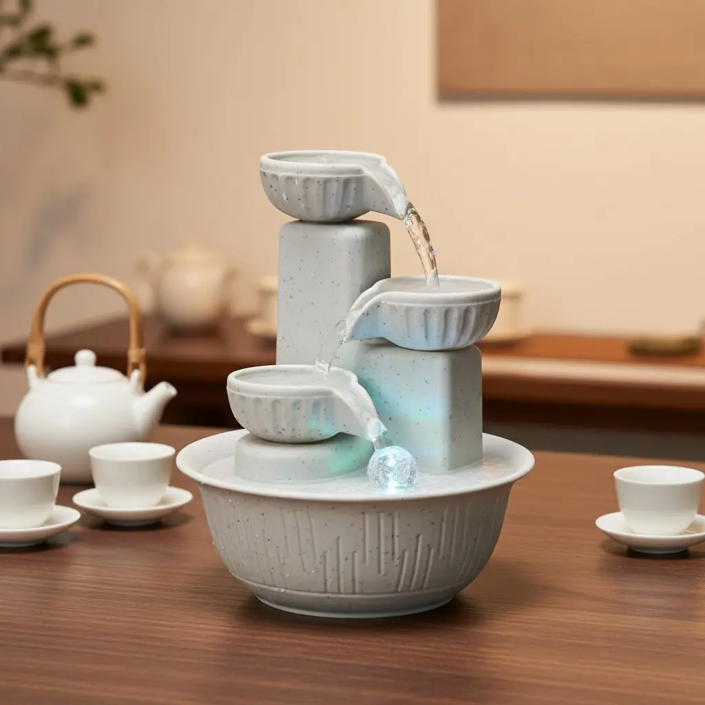 Small Three-Tier Desktop Water Flow Decor, Luxury Home Decoration for Living Room, Bedroom, Entryway, Moving House Gift