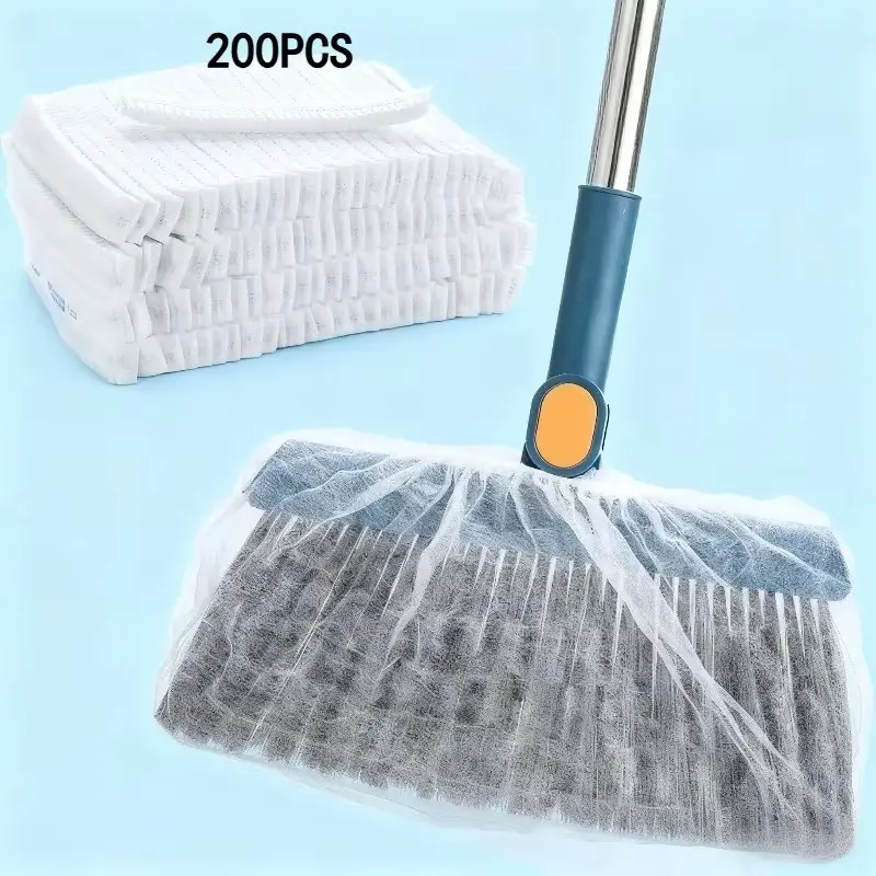 200 Disposable Broom Covers, Electrostatic Hair and Dust Adsorption, Polyester Material, No Wash, Time-Saving Cleaning, for Cars, Electronics, Walls