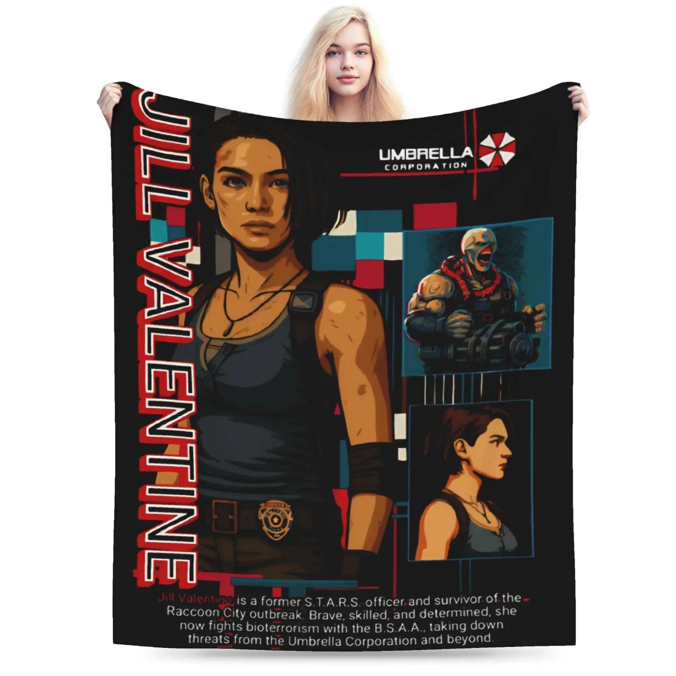 Resident Evil 9 Requiem Leon Inspired Game Throw Blanket Ultra Soft Cozy Plush Gaming Blanket for Sofa Bedroom Living Room Bedding Multiple Sizes Horror Game Fan Gift