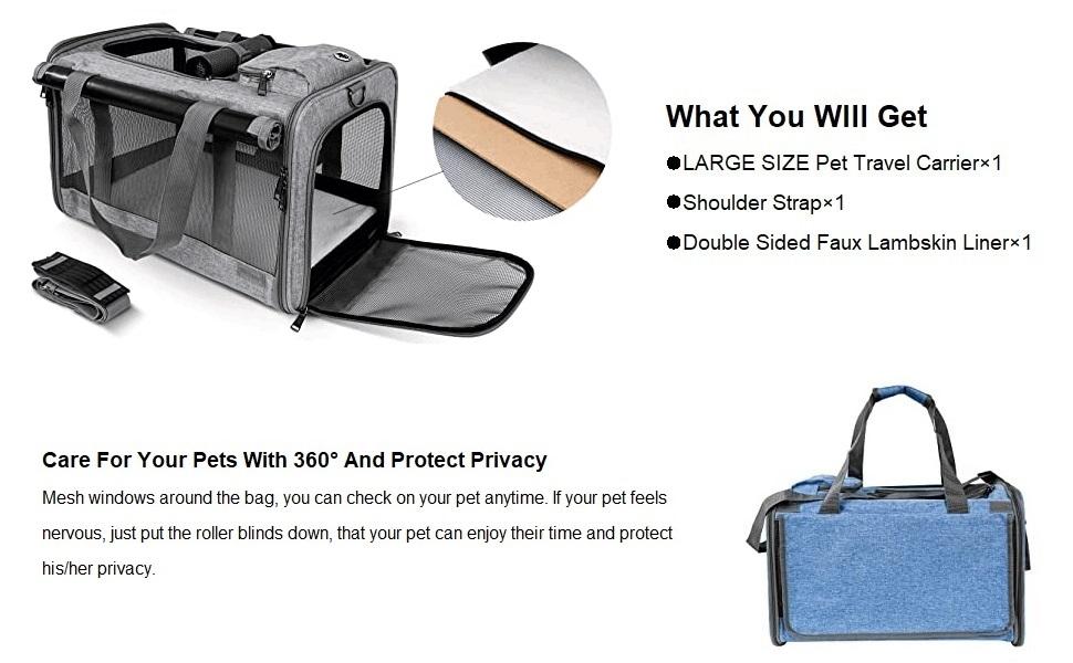 Soft-Sided Pet Carrier for Large Cats | Cat Stuff for Indoor & Travel Bag Medium Cat 20lbs Washable with Privacy Curtains Home Outdoor