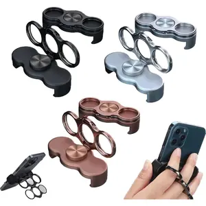 360 Degree Rotating Phone Grip Stand with Three-Finger Back Clip Ring Holder for Foldable Mobile Magnetic Mount Hands-Free Viewing Universal Car Adjustable Portable charger plate undercover case cpd