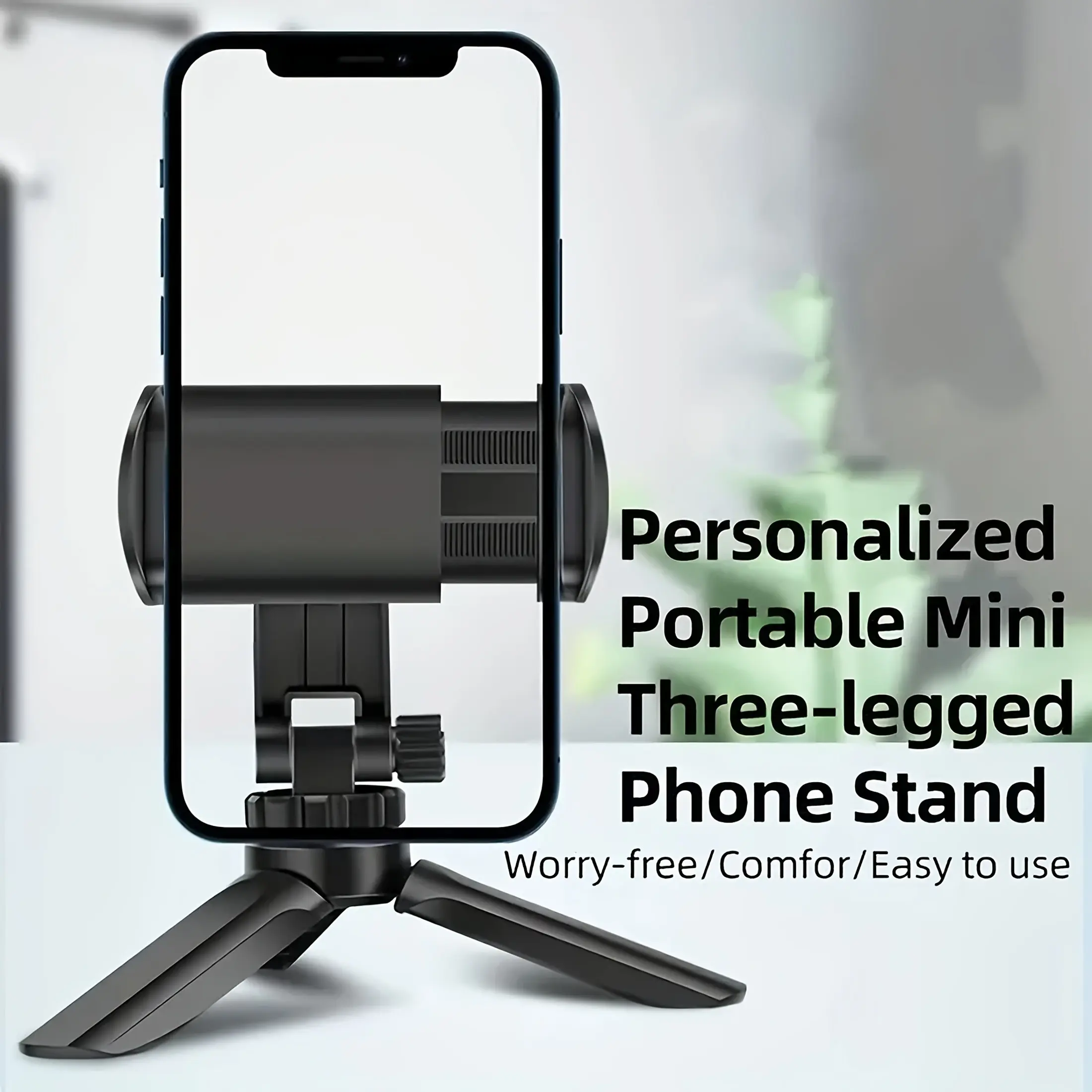 Phone Stand Desktop Selfie Handheld Stabilizer Live Streaming Mobile Foldable Tripod, Adjustable Phone Holder for Photography & Video Recording