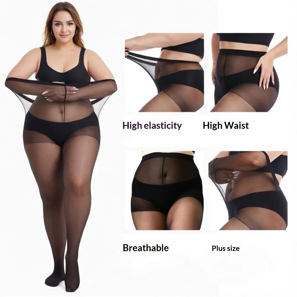 Women Ultra Thin Natural Nude Look Pantyhose High Waist Slimming Fake Bare Legs Transparent Skin Tone Tights for Spring Summer