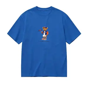 NYC Basketball Retro Teddy Graphic Tee Vintage Teddy Bear Illustration Unisex Cotton Short Sleeve Crewneck Streetwear Top New York Sports Fan Casual Daily Game Day Outfit Trendy Gift For Basketball Lovers City Sports Enthusiasts Soft Comfortable Apparel