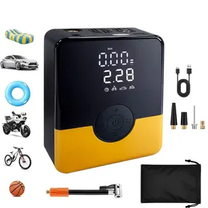 Portable Tire Inflator Air Compressor, Quick Wireless Air Pump, with Digital Display Screen, LED Light, USB Charging, Includes Multi-Function Nozzle Adapter, Lithium Battery, Suitable for Car, Motorcycle, Bicycle Tires, Balls, Car Parts