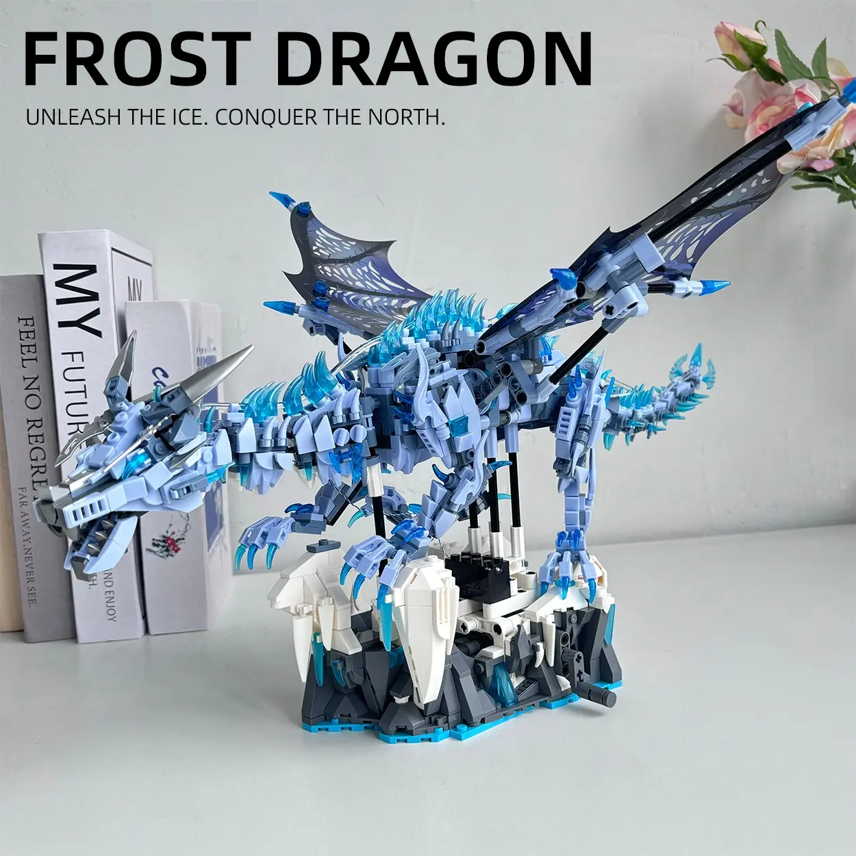 1646pcs Ice Dragon Building Blocks, Blue Dragon Animal Model, Movie Game Toy, Desktop Decor, Perfect Gift for Friends