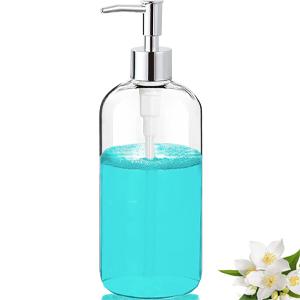 Clear Soap Dispenser with Rust Proof Pump, Waterproof Labels (2 Pack,16 Oz), Plastic Hand Soap Dish Soap Dispenser for Kitchen Bathroom