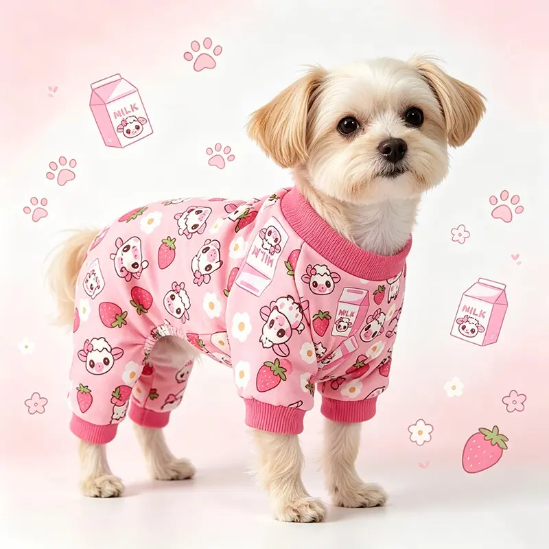 Cow and Sheep Pattern Pet Onesie, Comfortable and Warm, Post-Neutering Licking Prevention, Breathable Pet Surgery Suit, Summer Pjs