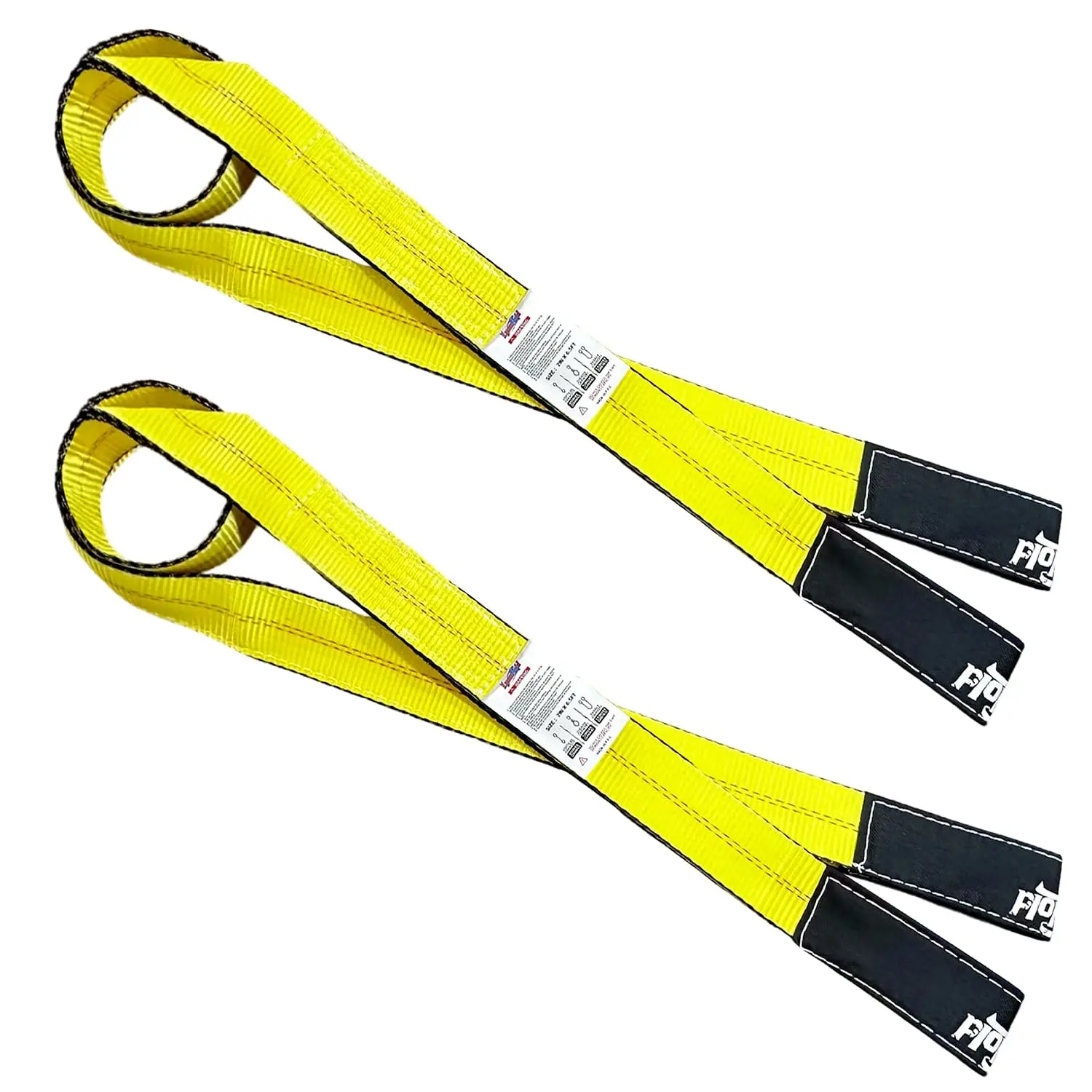 2" x 6.6FT Lift Sling, 13,000 LBS, Heavy Duty Flat Eye Sling | 2 Pack, Reinforced Loops, Wear Guard Ends, For Tree Care, Furniture, Appliances & Machinery