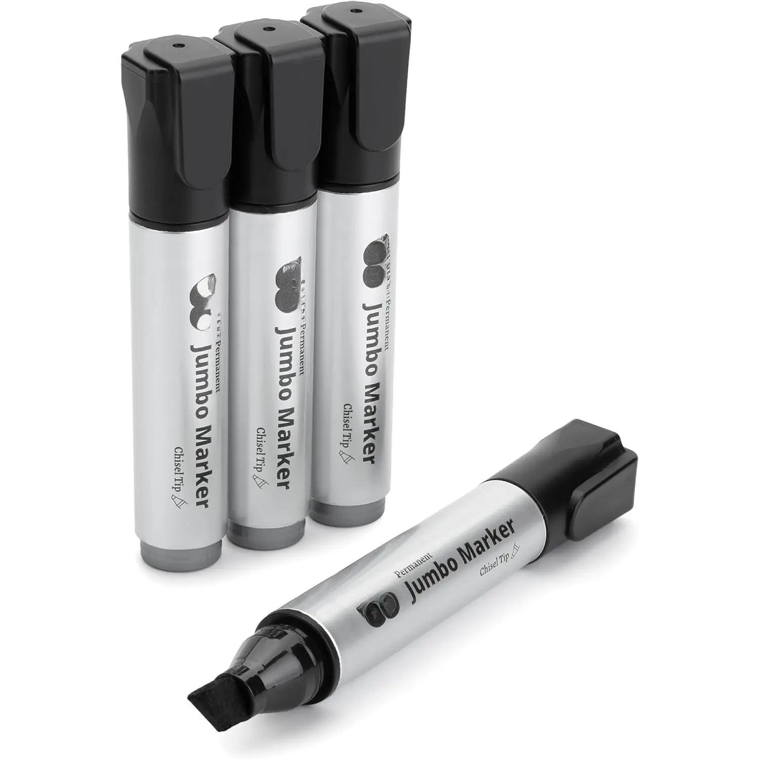 -  Permanent Markers, 4 Pack, Black, Chisel Tip | Wide Tip, Large, Thick Permanent Markers for Canvas, Posters Board, Fabric, Window, Glass, , , Quick Dry