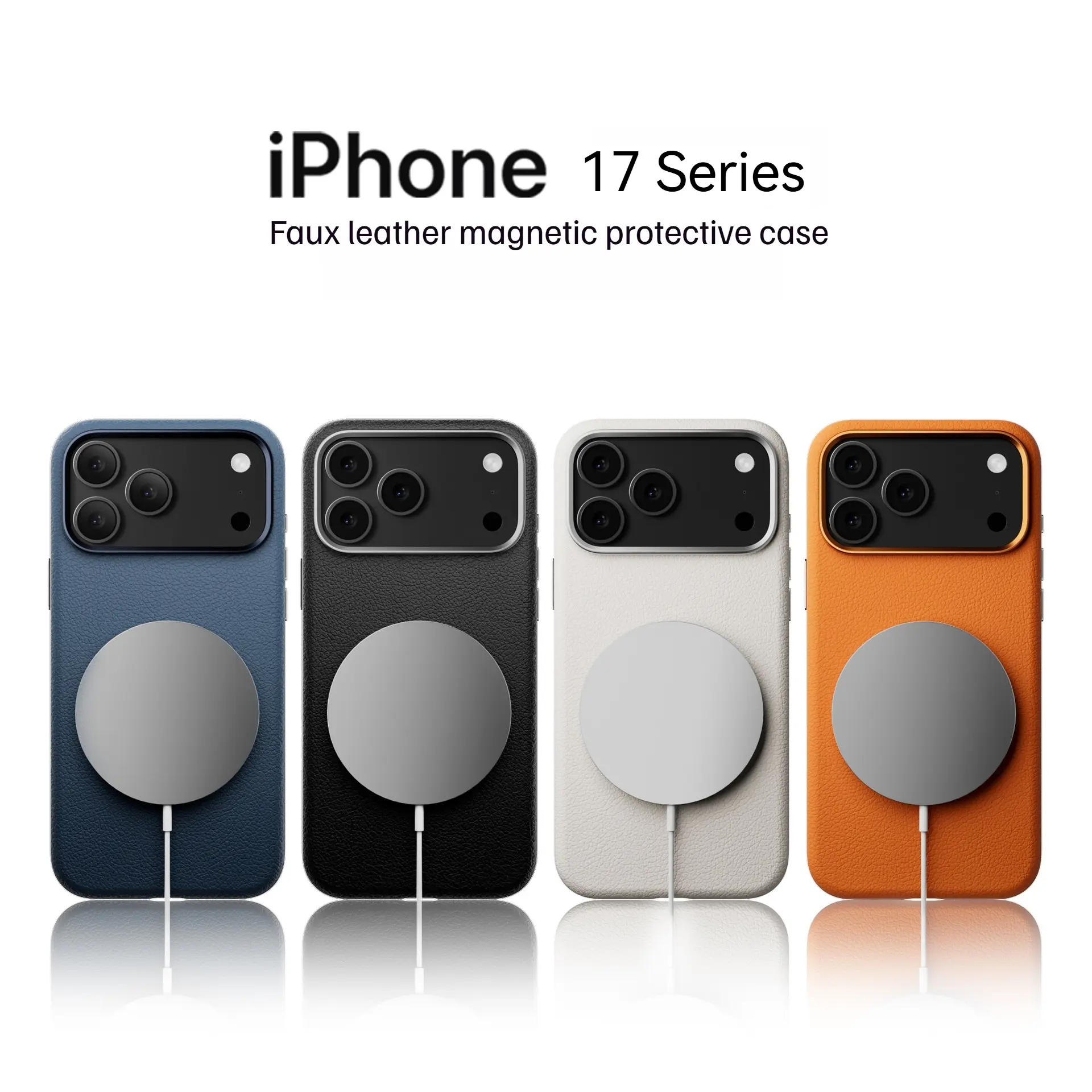 Unisex Advanced Synthetic Leather MagSafe Case for iPhone 17/16/15/14 Series, Ultra-Thin Hard Cover with Built-In Strong Magnet, Full Camera Protrusion Protection, Scratch-Resistant, Shockproof, Wireless Charging Compatible iPhone Series Accessory, Unisex