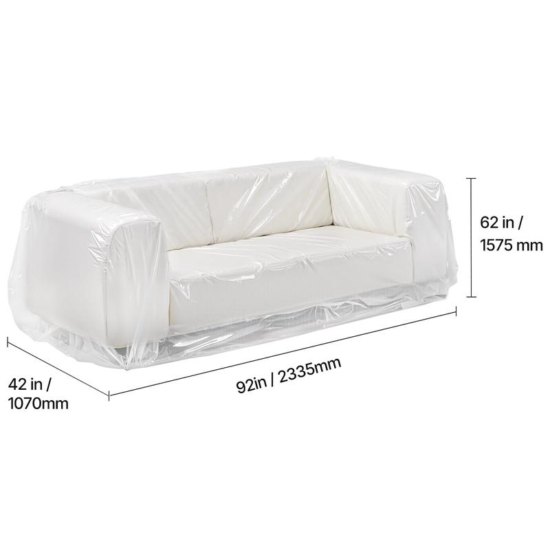 Transparent Heavy Duty Plastic Sofa Cover, 4 Mil LDPE Couch Protector, Waterproof Dust & Scratch Resistant Furniture Bag for Moving, Storage, Renovation, 92 x 62 x 42 Inches Transparent Heavy Duty Plastic Sofa Cover, 4 Mil LDPE Couch Protector, Waterproof Dust & Scratch Resistant Furniture Bag for Moving, Storage, Renovation, 92 x 62 x 42 Inches