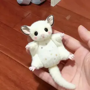 Cute Soft Sugar Glider Plush Keychain Mini Flying Squirrel Bag Charm Fluffy Stuffed Animal Pendant Bag Accessories Flying Mouse