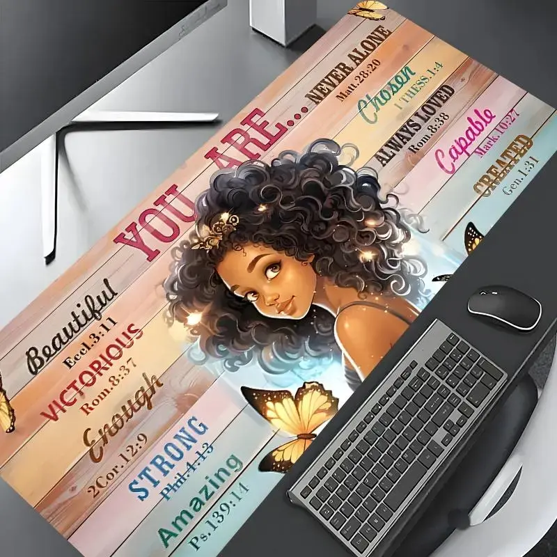 African Woman Pattern Mouse Pad, Mouse Pads for Desk, Rectangle Gaming Mouse Pad Made for Gaming, Non-slip Rubber Base Mousepad for Home Office Game Room Desk Extended Large Gaming Desk Mouse Pad