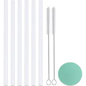 6 Pack  Straws for  Straw Lid Wide Mouth Bottle, 9.8''L X 0.33'' W, for Hydroflask Wide Mouth Flex Straw Cap, Plastic, Cuttable