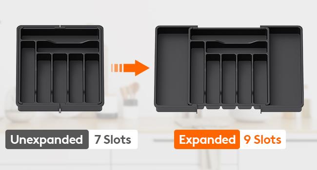 Utensil Organizer for Kitchen Drawer, Expandable Cooking Silverware Tray, Adjustable Cutlery Flatware Holder, Plastic Spatula Tools Storage Divider, 13-22.4 x 15", Black Utensil Organizer for Kitchen Drawer, Expandable Cooking Silverware Tray, Adjustable Cutlery Flatware Holder, Plastic Spatula Tools Storage Divider, 13-22.4 x 15", Black