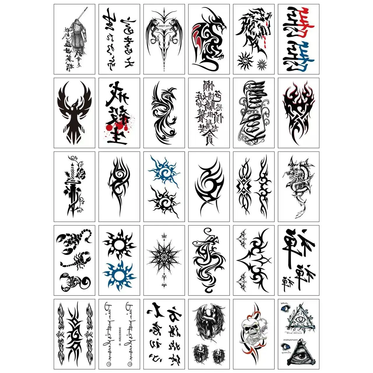 30Pcs Unique Totem Fake Tattoos for Men, Waterproof Long Lasting Small Tiger Snake Scorpion Patterns, Temporary Stickers for Arm & Leg
