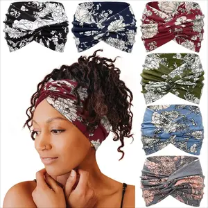6 Pack Boho Wide Headbands for Women - Yoga Workout Sweatbands, Breathable Sports Headwraps for Running Fitness, Athletic Hair Bands