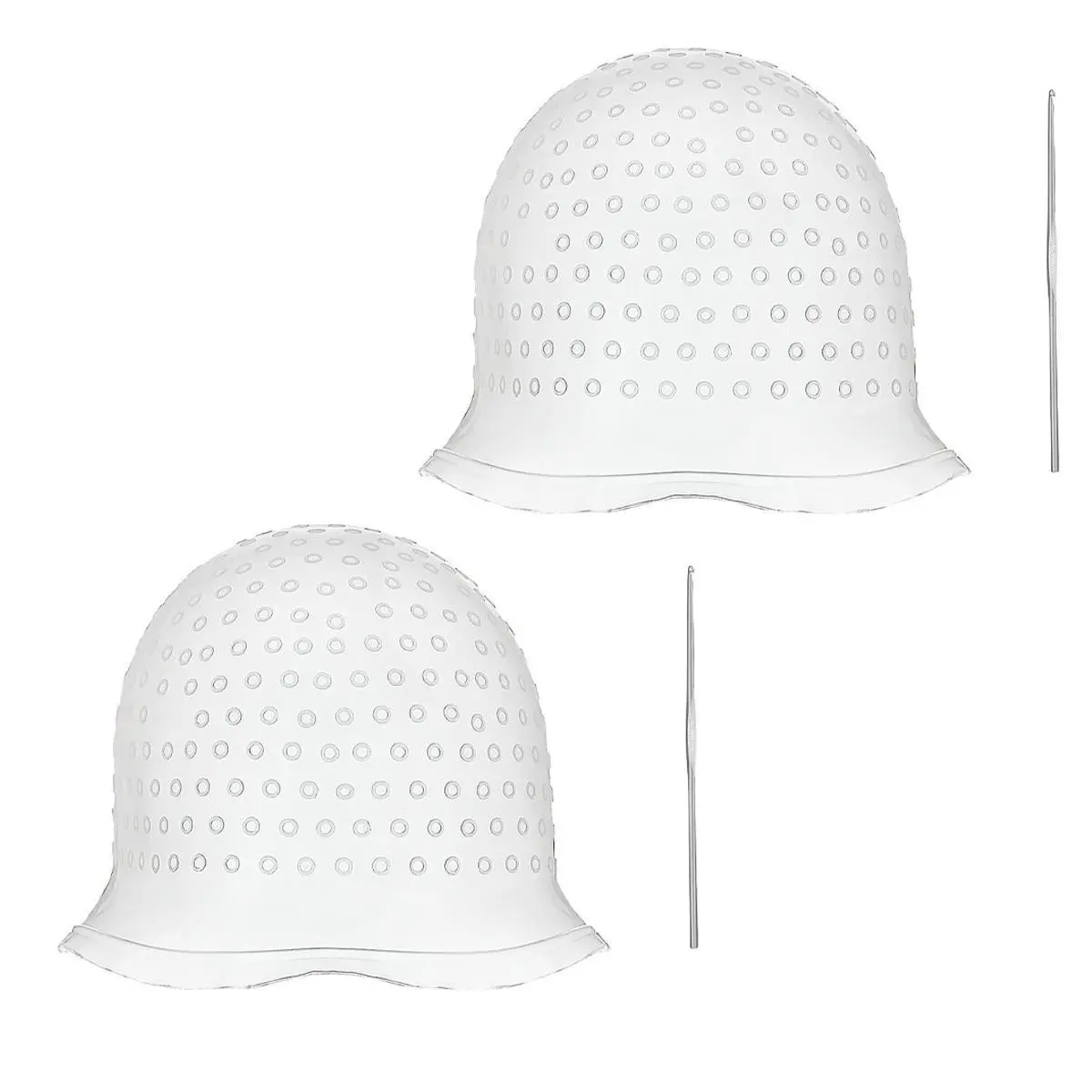 Reusable Silicone Hair Highlighting Cap with Hook, Pre-Punched Holes, Salon Bleach Dye Tool Kit, Easy Use, Durable, Safe for Scalp