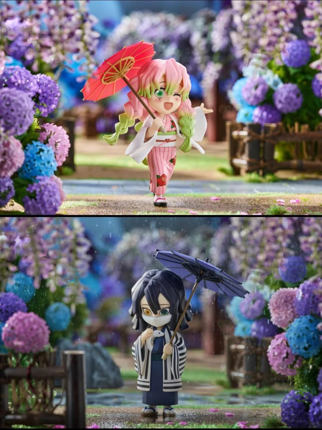 New Anime Figure Demon Slayer Figures Kimetsu No Yaiba Doll Plum Rain Series Blind Box Figurine Warrior Action Figure Model Toys