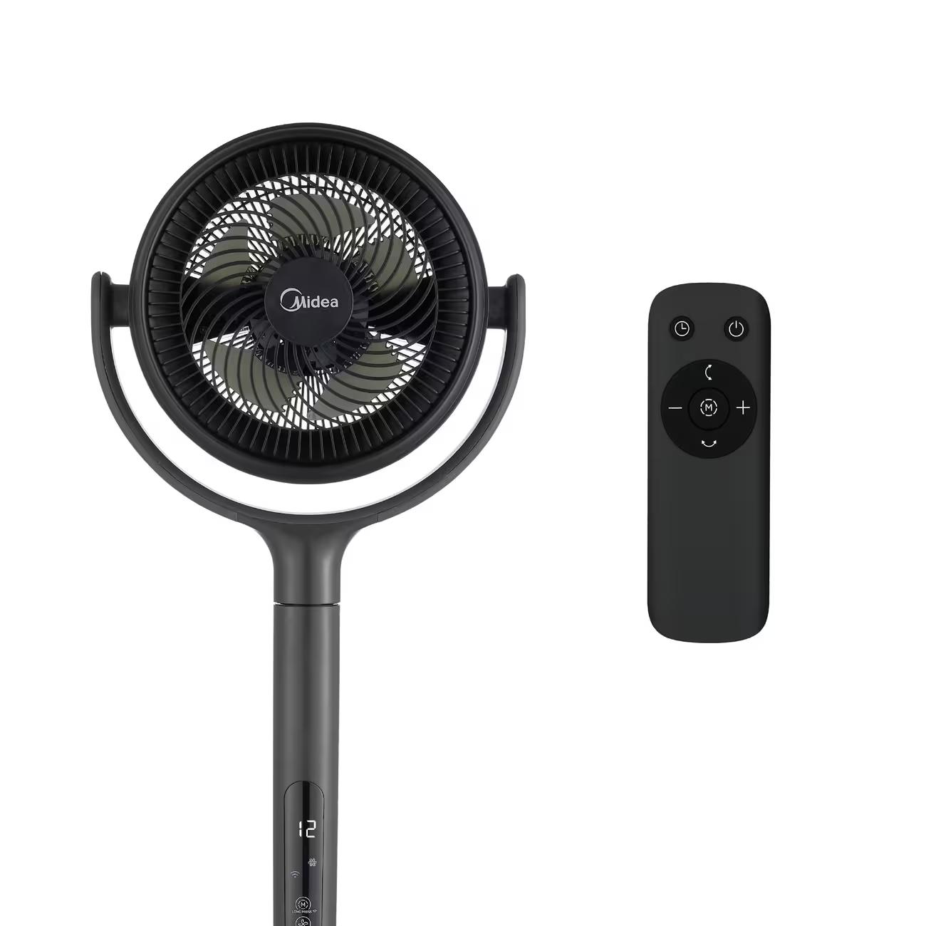 Midea MSFS07RW6GB Smart Stand Air Circulator Fan with 12 Speed Settings & 4 Fan Modes Remote Control via SmartHome App for Customized Home Comfort