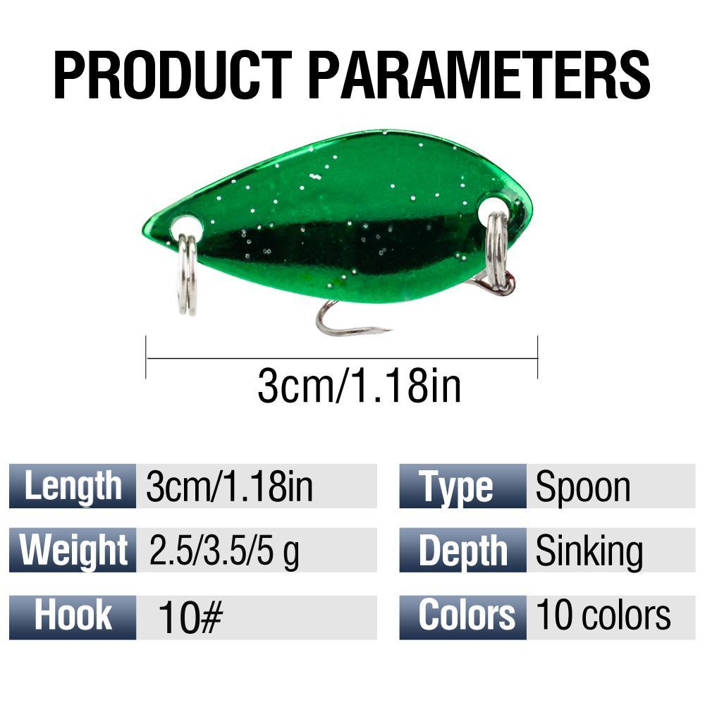 Sinking Metal Spoon Jigging Lures, 10 Colors Artificial Fishing Lure, Hard Fishing Bait for Trout Bass, Fishing Accessories