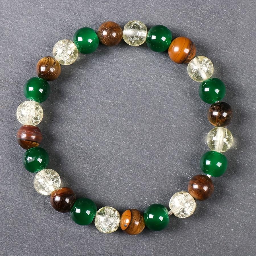 Prosperity and Abundance Bracelet - Relaxation, Enhance Success Natural Tiger Eye Stone Jewelry Gift men's whimsical dad chain men Gold Plated Hypoallergenic Stainless Steel Link Necklace Crucifix Personalized Photo Titanium daughter autumn rapper earring