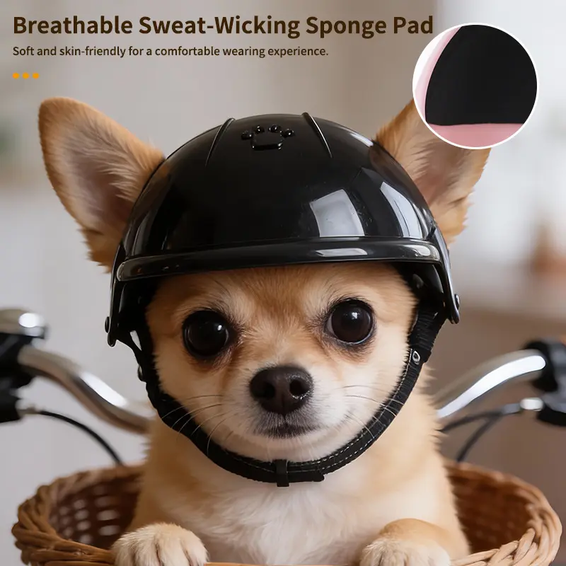 Dog Motorcycle Helmet - Nylon Blend Outdoor Riding Safety Hat with Ear Holes for Border Collie, Corgi