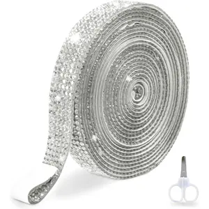 Self Adhesive Rhinestone Strips for Crafting -3 Yard Self Adhesive Rhinestones Ribbon Roll - Rhinestone Tape for Crafts - Bling Ribbon for DIY -  strips - Bling Stickers for Decoration ()
