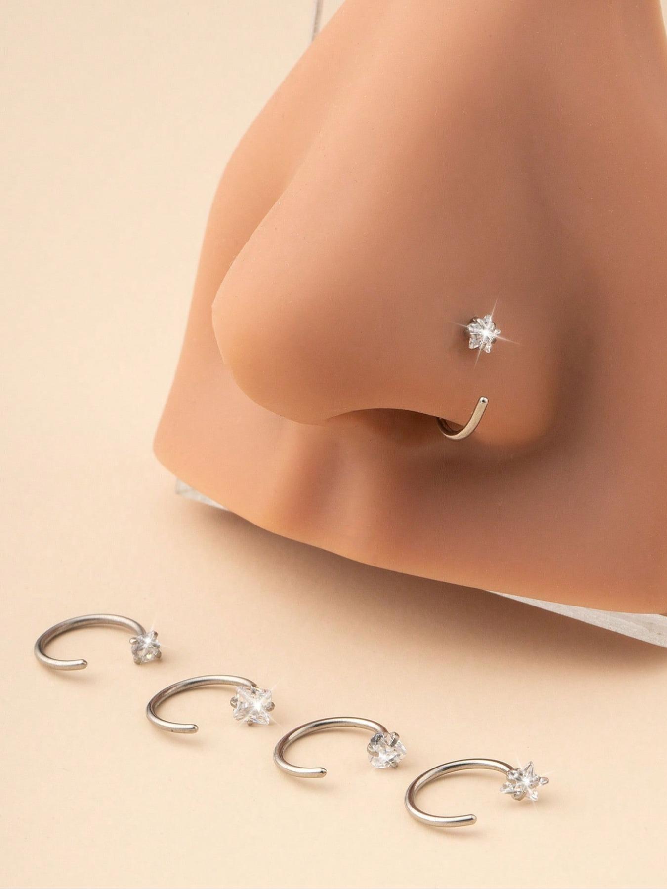 C-shaped Nose Ring, Stainless Steel Nose Ring, Fashionable Body Jewelry for Women & Men, Trendy All-match & Exquisite Jewelry for Birthday Gift, Nose Piercing Jewelry