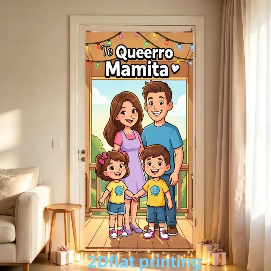 2D Flat Banner 1pc, Family Portrait Background Cloth, Mother's Day Blessing Curtain, Home Party Decor, Polyester Material, Multiple Sizes Available