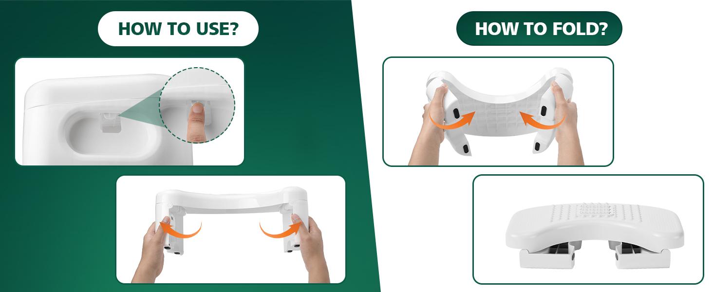 Toilet Stool for Adult Poop Stool for Bathroom, 7 Inch Foldable Portable Toilet Stool for Adults, Non-Slip Toilet Step Footrest