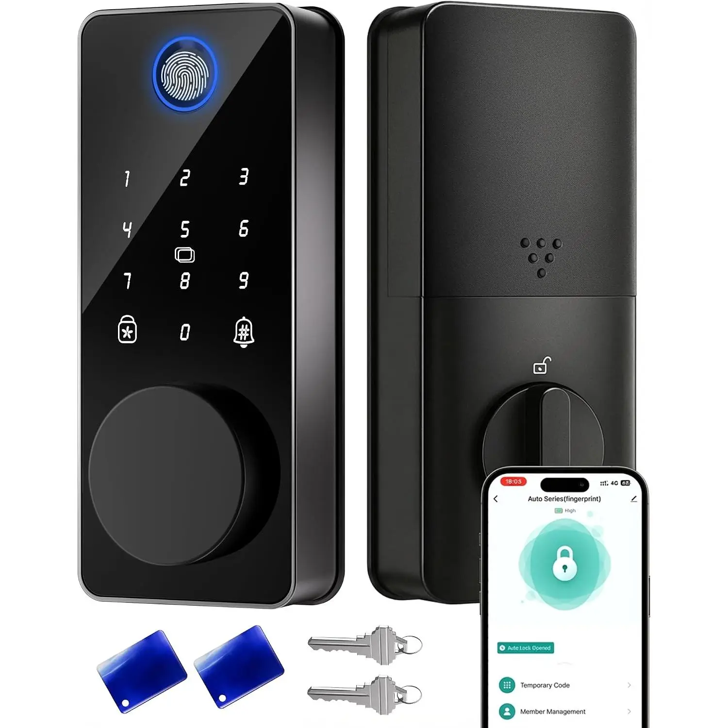 1. Electronic Keypad Deadbolt, Multi‑Way Unlock: Fingerprint, App Bluetooth, Passcode & Card 1. Bluetooth Smart Deadbolt Lock, Fingerprint Passcode Card Access for Household Use Multi‑Way Unlock: Fingerprint