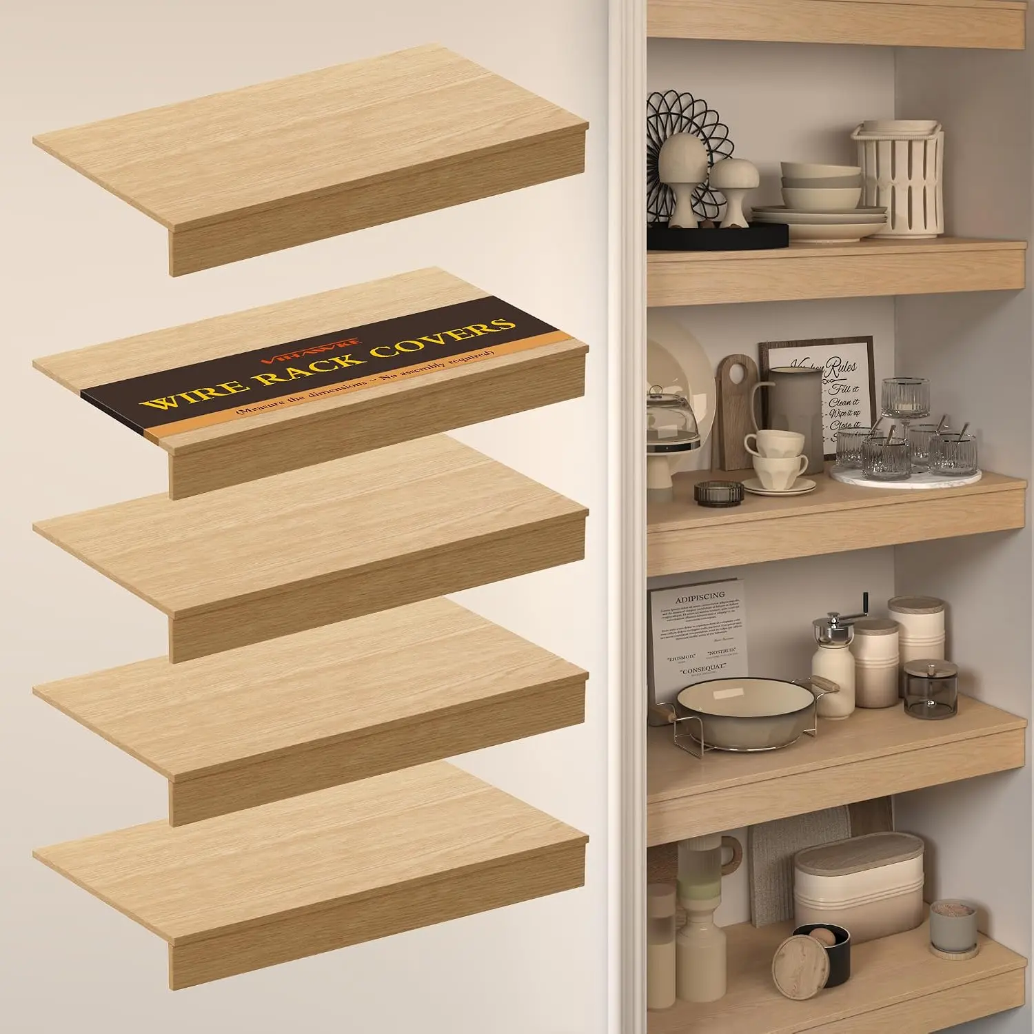 Wire Shelf Covers, 22 x 12 PVC Shelf Covers for Wire Shelving Pantry (5Pcs) | Wire Rack Covers with  Resistant and No Installation for Pantry, Closet, Kitchen, 0.39 Inch Thick (Not )