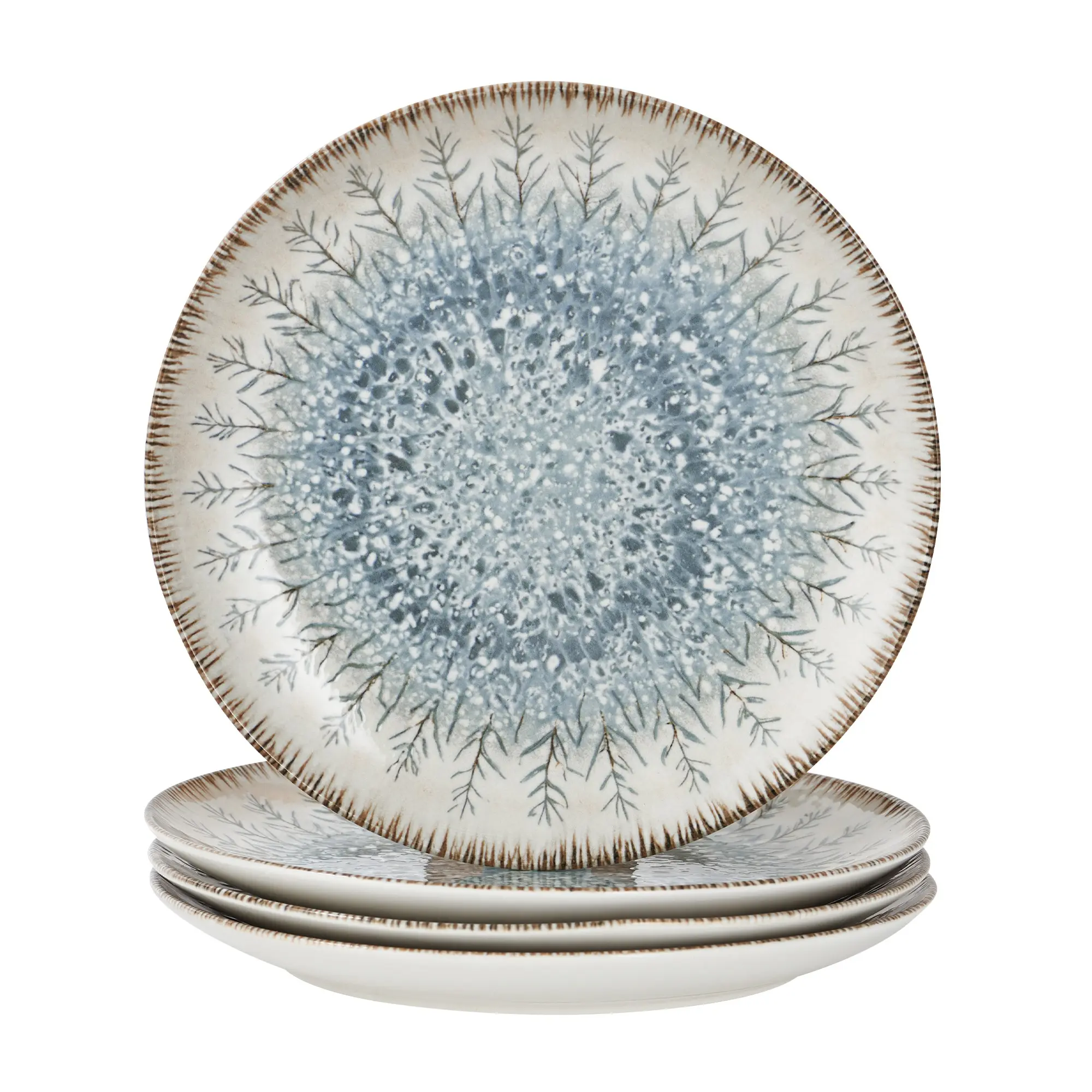 Ceramic Dinner Plates Set of 4, 10.5" Stackable Dish Set, Large Salad Plate, Porcelain Kitchen Serving Plate for Dining & Entertaining, Modern Rustic Dinnerware, Dinnerware Sets, Microwave & Dishwasher Safe