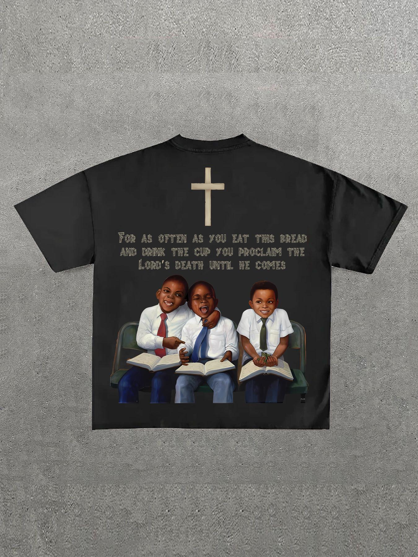 Men's Regular Fit Girl & Letter Print Round Neck Tee, Casual Short Sleeve Crew Neck T-shirt for Summer, Men's Top for Daily Wear, Casual Style Tee