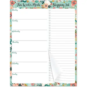 Magnetic Weekly Meal Planner Notepads 7" x 9" with Tear Off Grocery Shopping List, Magnet for Refrigerator or Desk for Convenient Meal Planning