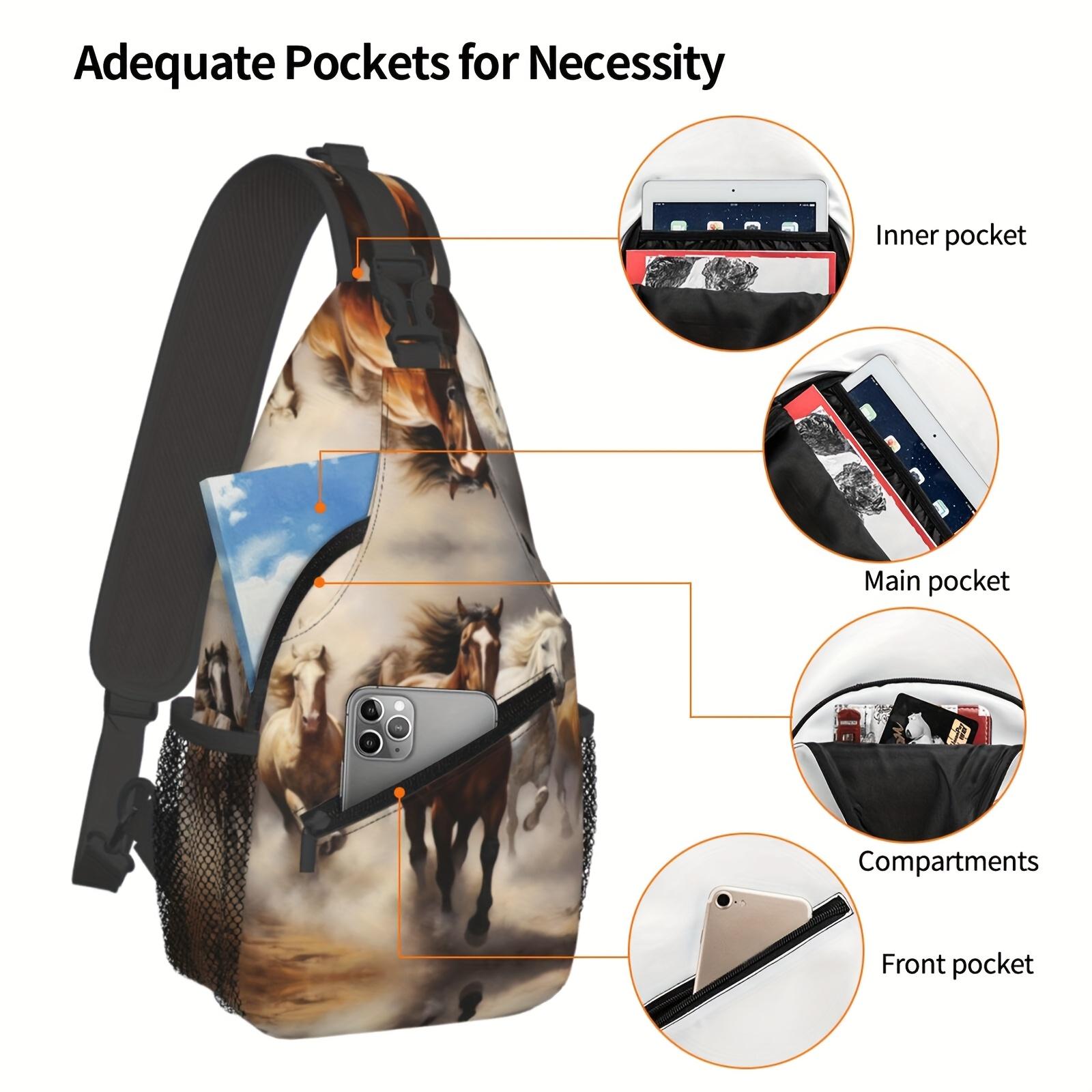 Crossbody Chest Hiking Running Horses Shoulder Folding Large Capacity Fashion Durable Can Be Used For Shopping, Work, Leisure Travel Beach Fishing  Travel Must Have  For School Back To School Christmas Gifts backpack