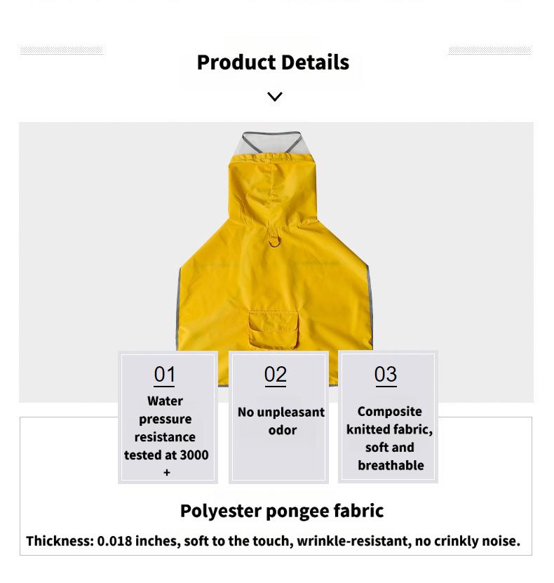 Paws Trendy Dog Raincoat, waterproof and windproof, suitable for small, medium and large dogs. Soft, comfortable and breathable, with a leash attachment hole for leash use.