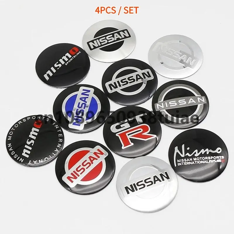 4 Piece Set 56mm Car Wheel Center Caps Tire Rim Covers Replacement Decorations Compatible with Nissan Nismo Gtr Juke Versa Almera Xterra Qashqai